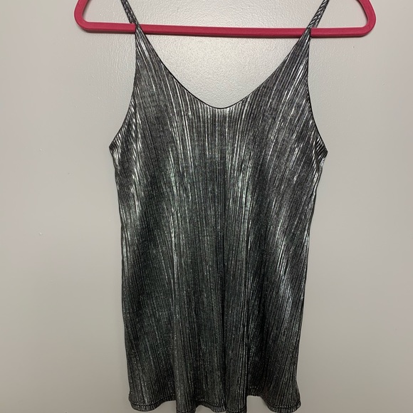 Just U In Sparkly Silver Spaghetti Strap Tank S - Picture 1 of 3